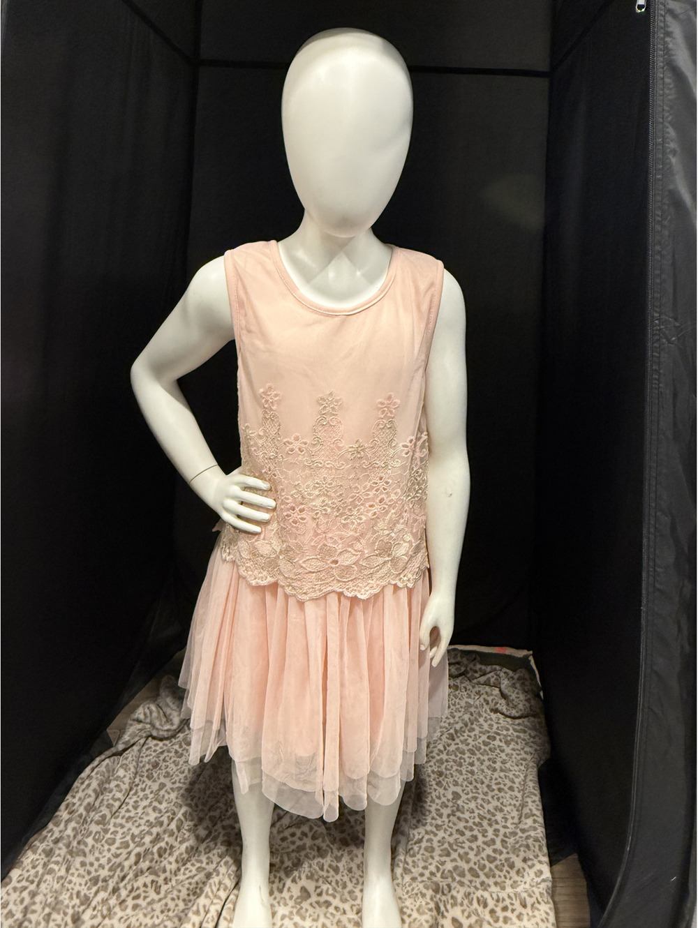 btween Pink Lace and Tulle Dress for Girls polyester, Size 8 event party church